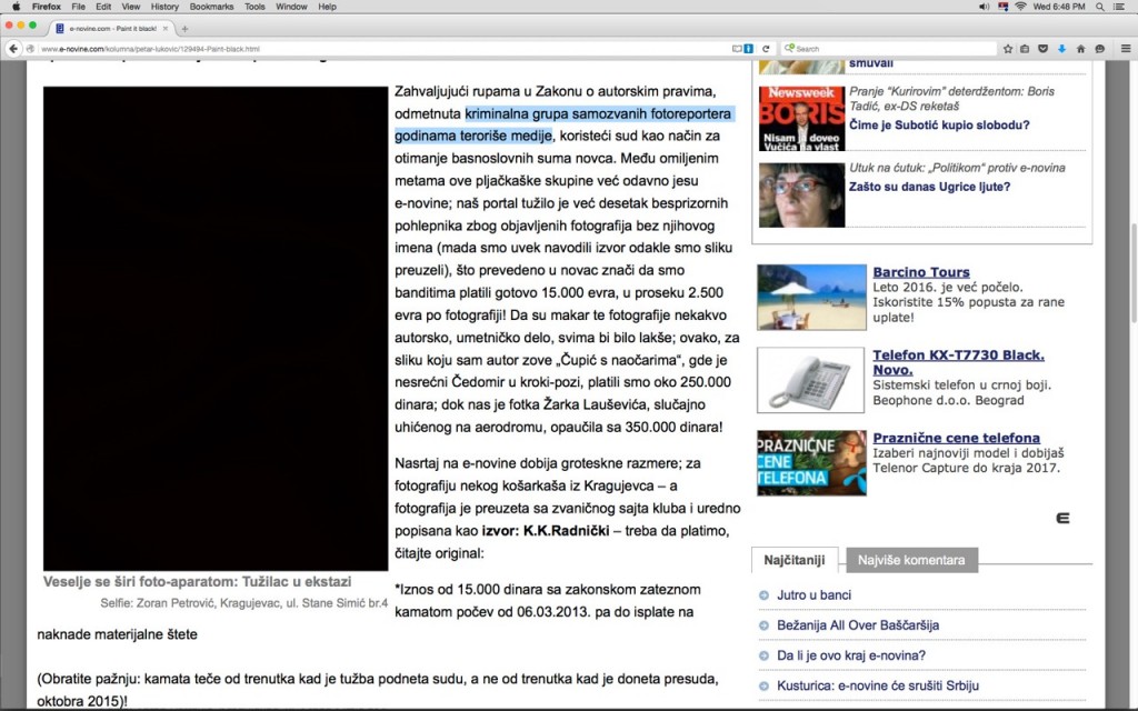 !e novine uz saopštenje