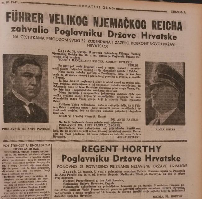 Hrvatski glas prigrlio je dolazak NDH s oduševljenjem i nastavio je divinizirati iz broja u broj, zajedno s nacističkim režimom i fašističkom Italijom (FOTO: Lupiga.Com)