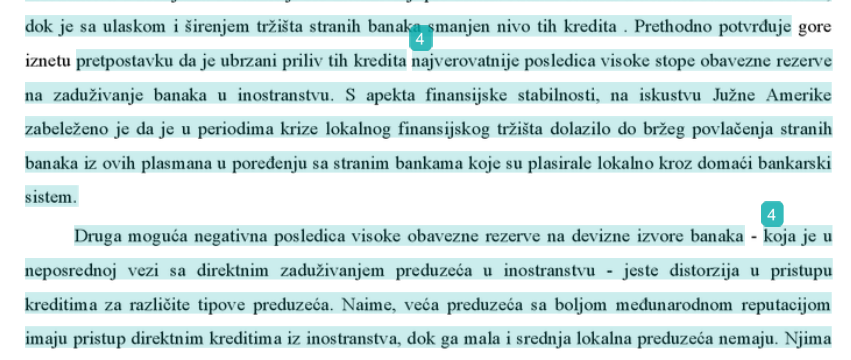 Primer označenog teksta nakon Turnitin analize