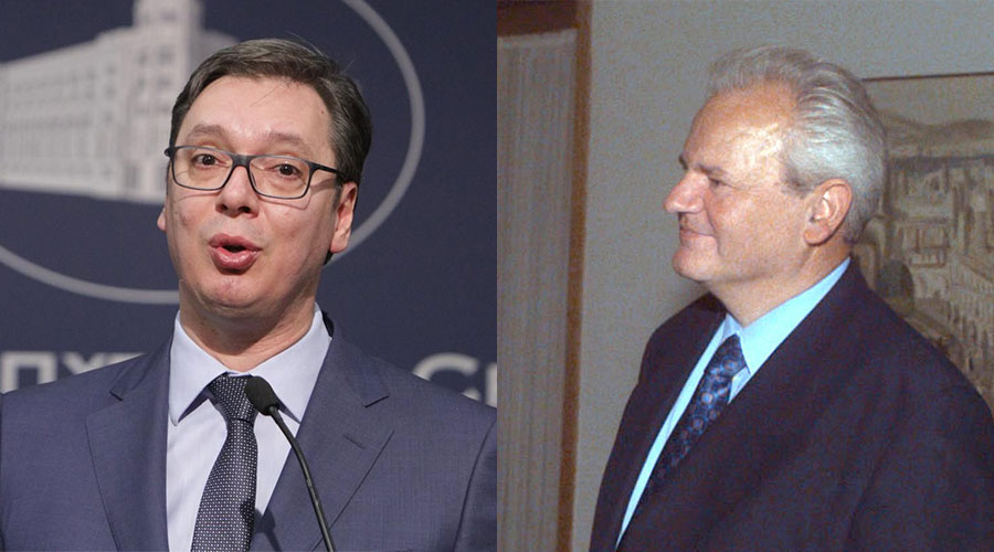 Aleksandar Vučić (Foto: Fonet / Nenad Đorđević) i Slobodan Milošević (Foto: Lance Cheung, USAF [Public domain], via Wikimedia Commons)